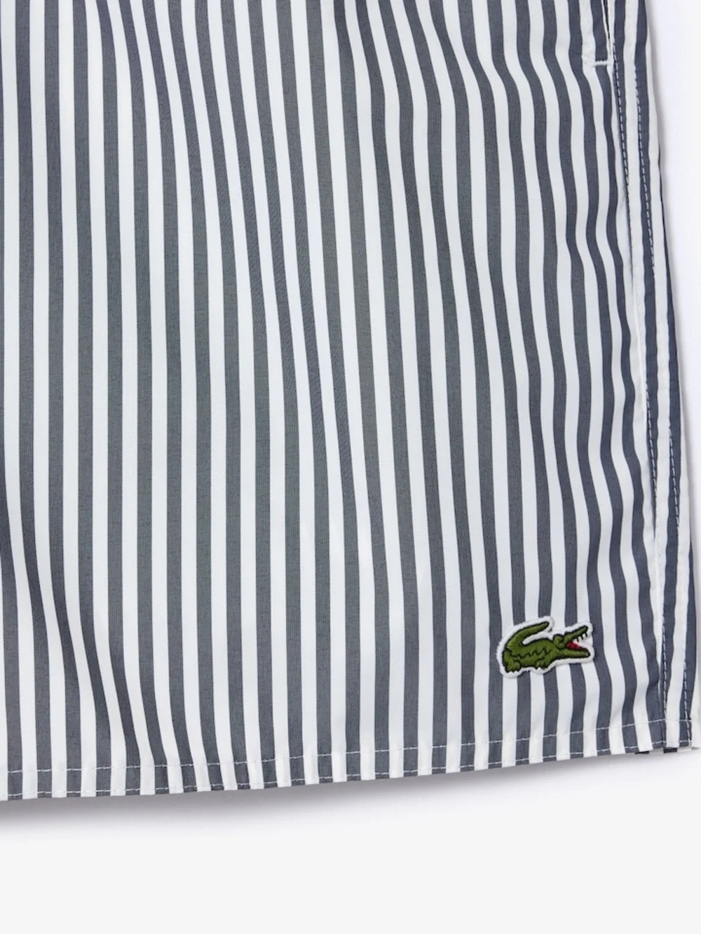 Lacoste Men's Gray/White Stripe Swim Trunks 5” Inseam